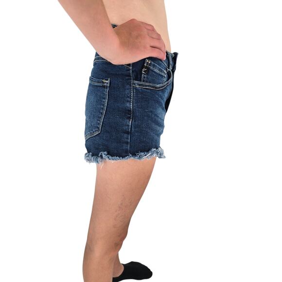 KanCan Jeans Womens Sz 27 Cutofff Blue Jean Denim Shorts Distressed Medium Wash - Picture 3 of 6